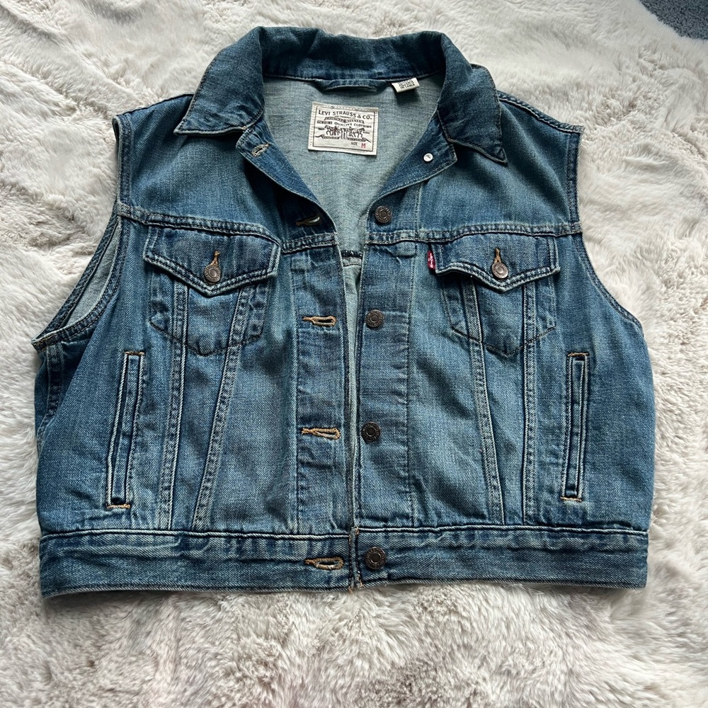 Levi's Light Blue Denim Vest with Brand Label